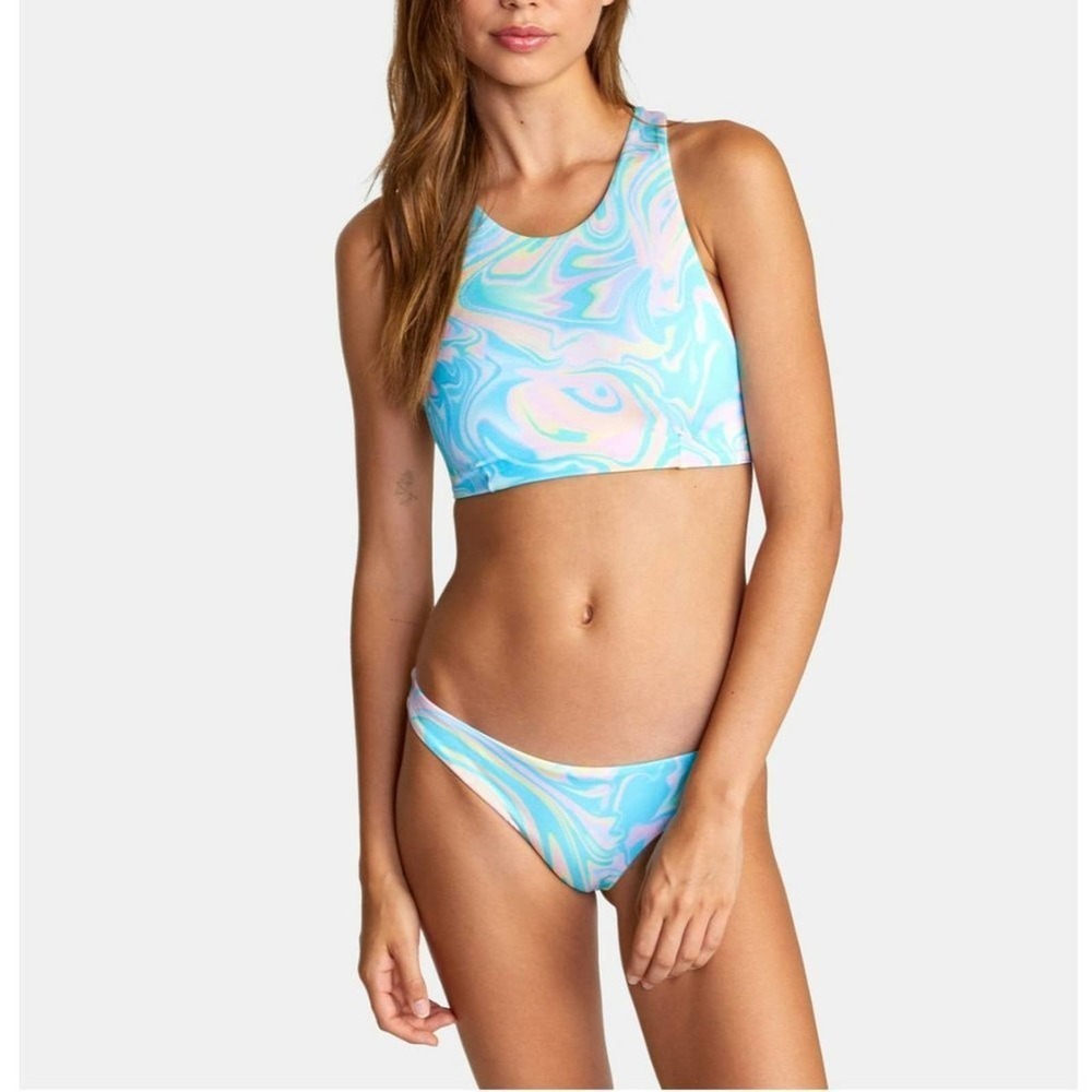 RVCA Women's Multicolor Psychee High Neck Bikini Top Size XS